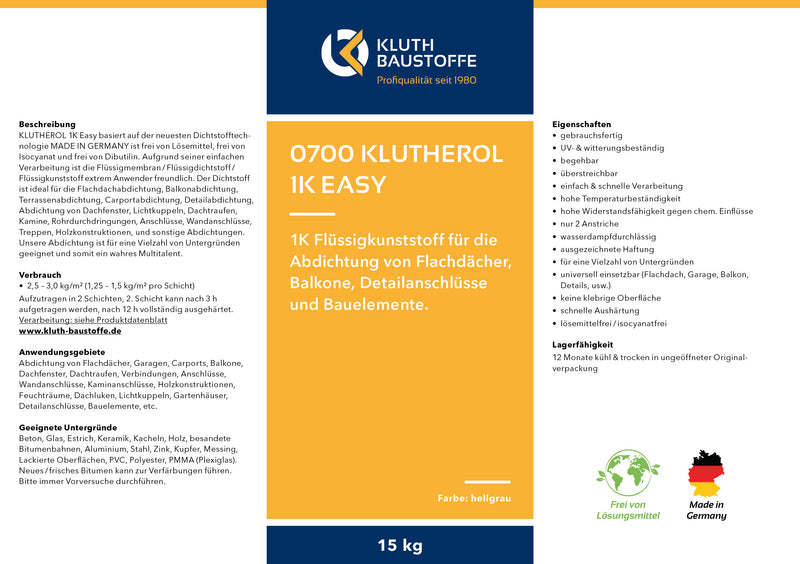 0700 KLUTHEROL 1K Easy Flüssigkunststoff - ab 8,25 € / kg