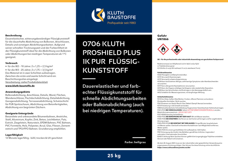 0706 Kluth PROSHIELD PLUS 1K PUR Flüssigkunststoff